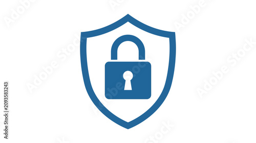 Simple blue shield and lock icon for security and privacy.