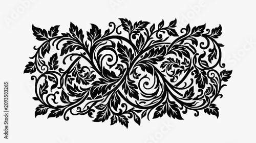 Valokuva Intricate black and white floral ornamental design.