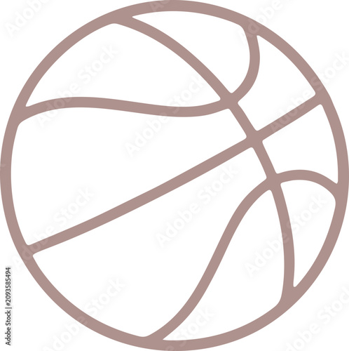 Simple basketball outline vector graphic design representing sports, game, and athletic recreation with a modern minimalist aesthetic.