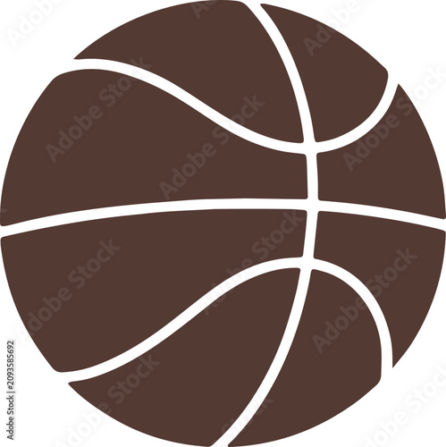 Minimalist Brown Basketball Graphic Symbolizing Professional Team Sports and Athletic Competitions Vector Illustration