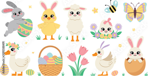 Foto Easter elements flat vector illustration