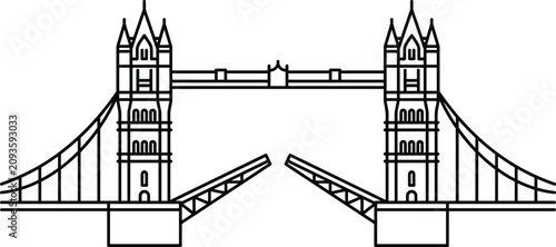 Foto Minimalist line art vector illustration of the iconic London Tower Bridge with o