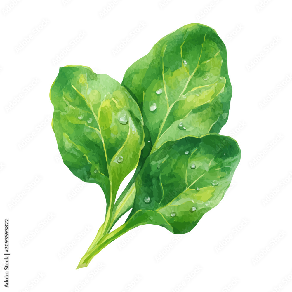 Fototapeta premium Detailed watercolor painting of Sorrel Leaf, isolated on white background