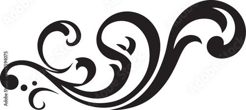 Black swirly, decorative, ornamental, flourish vector graphic, elegant swash, calligraphic element