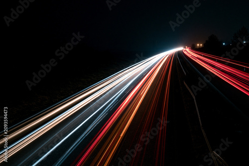 Light trails long exposure night highway