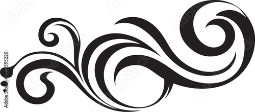 Elegant black swirl, decorative border, floral pattern, vector design element