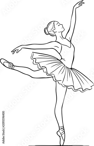 Canvas-taulu Graceful ballet dancer performing a pose vector illustration with ballerina perf