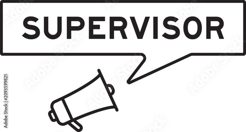 Quadro su tela Megaphone icon with speech bubble in word supervisor on white background