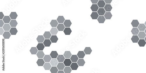 Foto Abstract grey and silver hexagon background, honeycomb mosaic of tonal cells on white, modern geometric technology design for wallpaper, poster and presentation