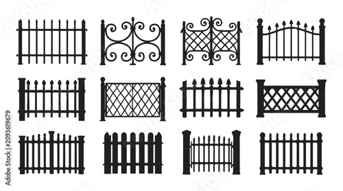 Foto Decorative wrought iron fence and gate design elements on transparent background vector
