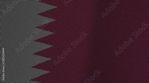 Qatar Flag Digital Particle Waving Seamless Loop Animation on Black Background