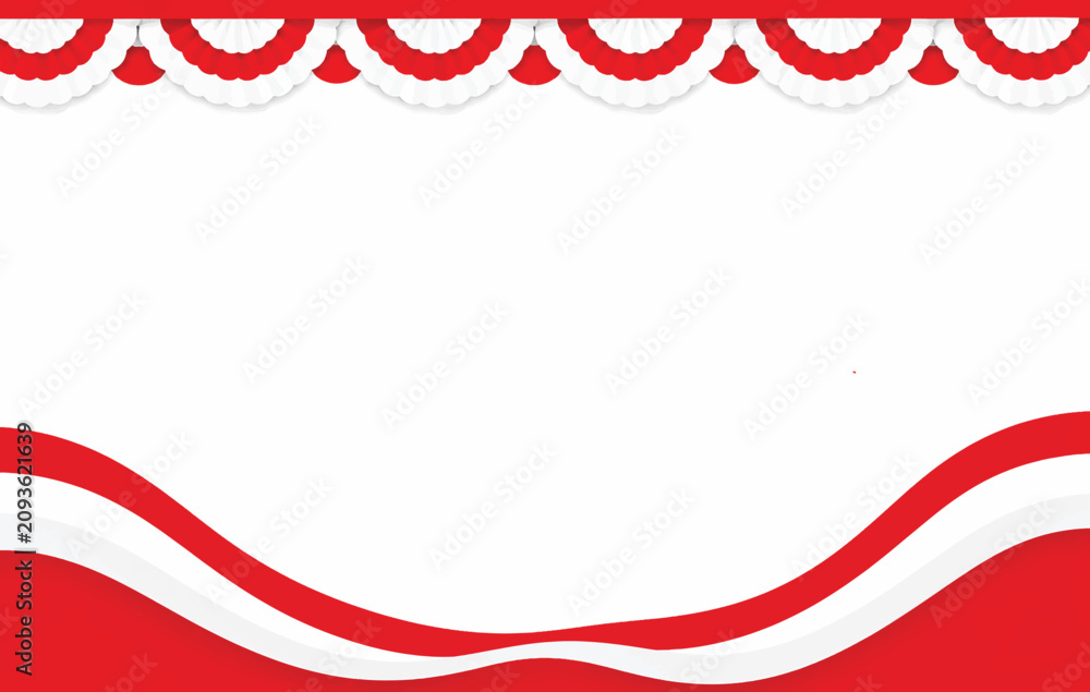 Obraz premium Red and White Independence Day Celebration Background Template with Bunting Garlands