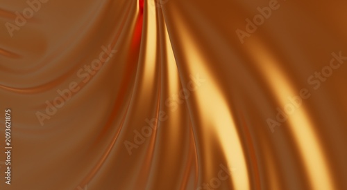 Schilderij op canvas Abstract luxurious golden waves of flowing fabric creating a rich texture