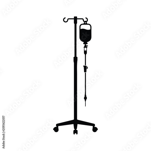 Photos Iv drip stand illustration medical intravenous fluid hospital therapy line art vector silhouette