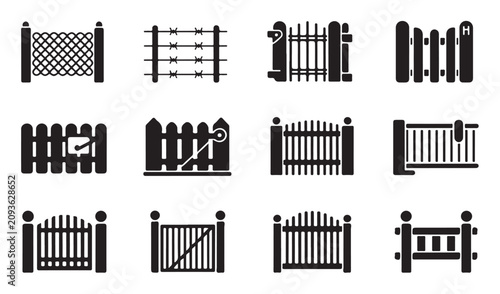Canvastavla Industrial security fence and gate silhouette collection for property protection systems
