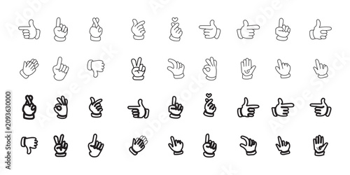 Quadro su tela Hand gesture icons set with thumbs up and down Vector