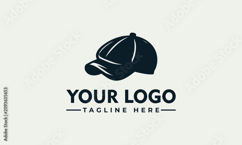 Konstfotografi Minimalist vector logo illustration of a newsboy cap for headwear apparel brandi