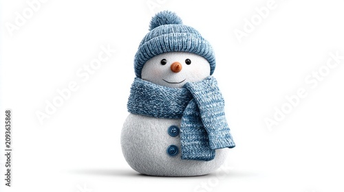 Festive winter scene with adorable knitted snowman