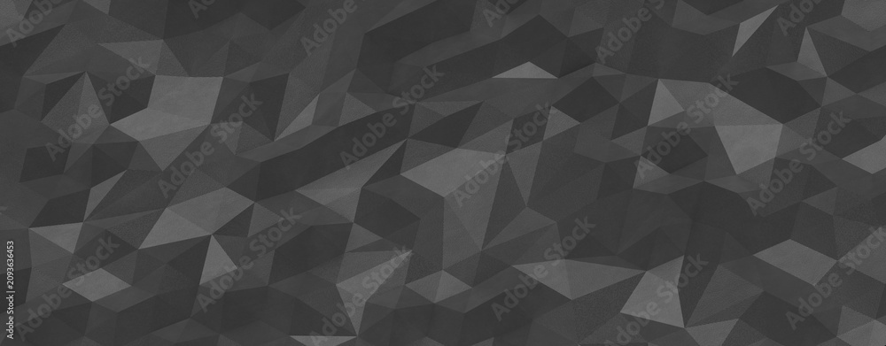 Fototapeta premium Abstract dark geometric polygon background pattern with textured facets and shades.