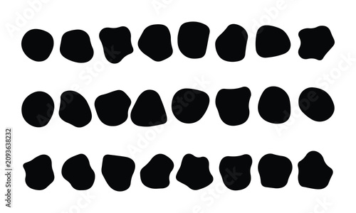 Set of organic hand drawn blob shapes isolated on white background flat black ink silhouettes for modern graphic design element creative liquid amorphous blobs collection irregular geometric vector.