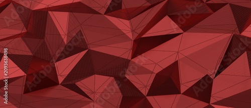Fotografía Detailed abstract polygonal texture in deep red hues, representing complexity and modern design