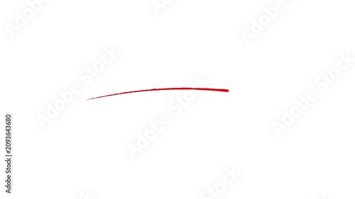 Red paint stroke underline animation 4K video. Modern vector calligraphy brush trace loop for elegant writing correction, text emphasis, and drawing on a white background