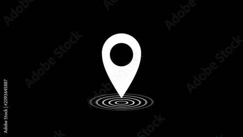 фотографія White location map pin with concentric circular ripple waves emanating from the
