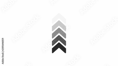 Fotografía A vertical column of five arrowheads pointing upwards, with a gradient effect fr