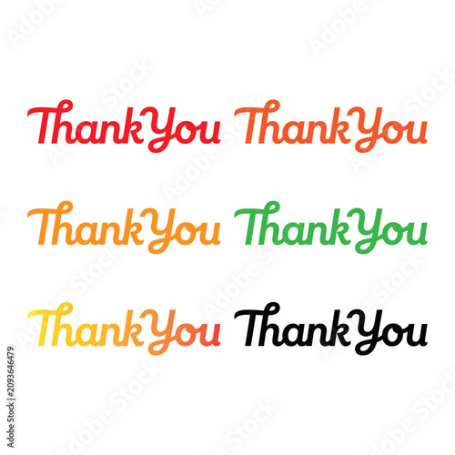 Thank you, gratitude, appreciation, colorful, typography, vector phrases isolated on White Background