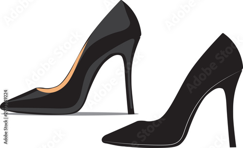 fashionable women high heel black shoes. High heel logo design