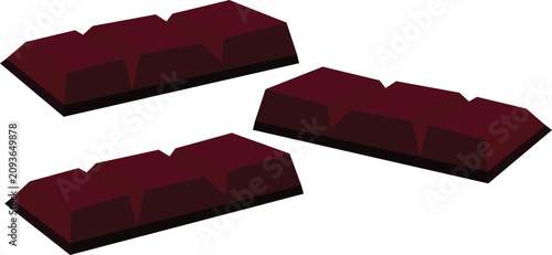 bar of chocolate. three brown color chocolate bar design
