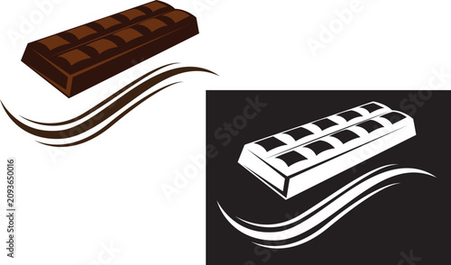 chocolate bar vector design. chocolate logo design. black and white logo. sweet snack  