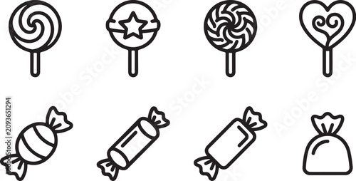 Flat design candy and lollipop icons set