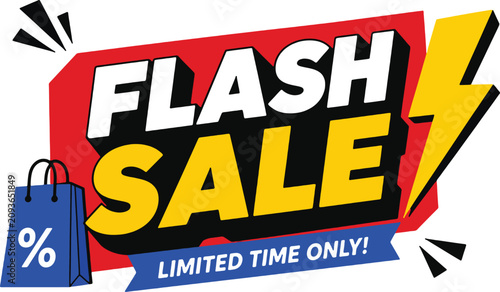 Bild auf Leinwand Flash Sale Limited Time Discount Promotional Banner Vector Illustration