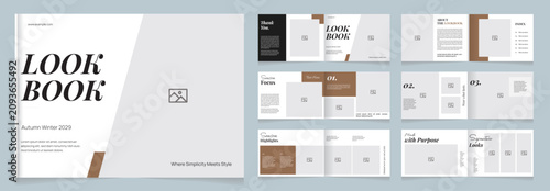 Luxury Fashion Lookbook Template | Modern Editorial Portfolio Brochure | Minimal Landscape Catalog Design
