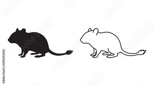 Bild auf Leinwand Rat Silhouette And Outline On White Background