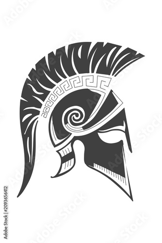 Greek Spartan Helmet Warrior Vector Icon Illustration