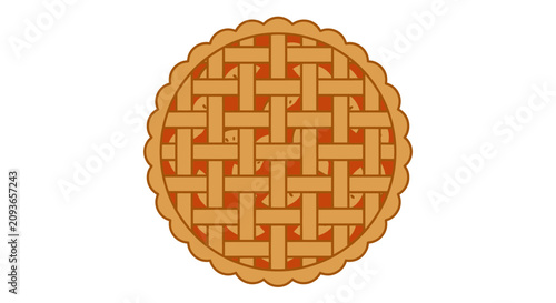 Photos Traditional American apple pie top view vector illustration autumn baking concep