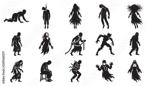 Konstfotografi Halloween Silhouette Evil Demon Monster and Ghost Collection