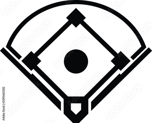 Foto Baseball Field Silhouette Icon Vector Isolated on White Background for Sports De