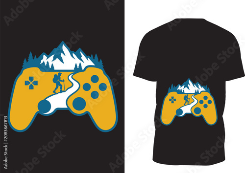 Hiking Gamer T-Shirt, Outdoor Gaming Graphic Tee, Nature Lover Gift, Camping Adventure Shirt Design	