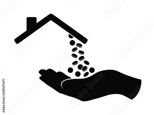 Money Pouring From House Icon