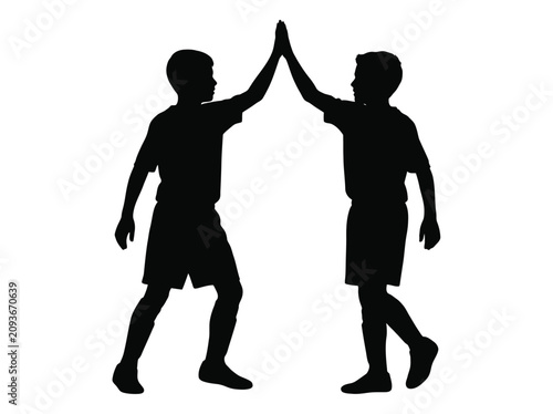 Two People Giving High Five Silhouette