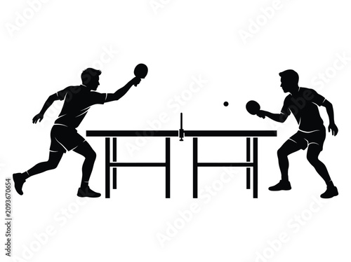 Two Players Engaged In Table Tennis Match