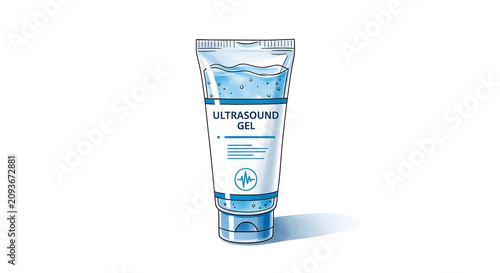 Clear Medical Conductive Gel Tube Illustration for Clinical Diagnostic Ultrasound Procedures and Sonography Applications