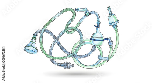 Medical Anesthesia Breathing Circuit System with Ventilator Tubing and Face Mask for Respiratory Support and Clinical Patient Care