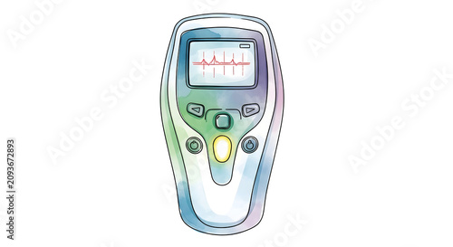 Portable handheld medical heart rate monitor device with digital display for healthcare diagnostics and cardiovascular wellness monitoring