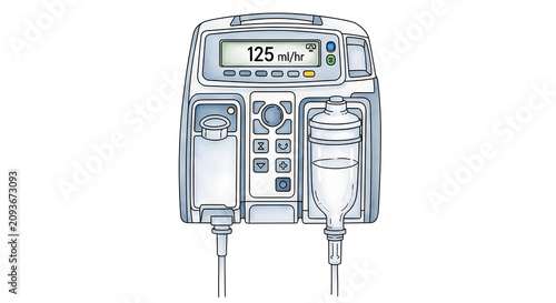 Digital Intravenous Infusion Pump Device Used for Precise Medical Fluid Administration in Clinical Healthcare Settings