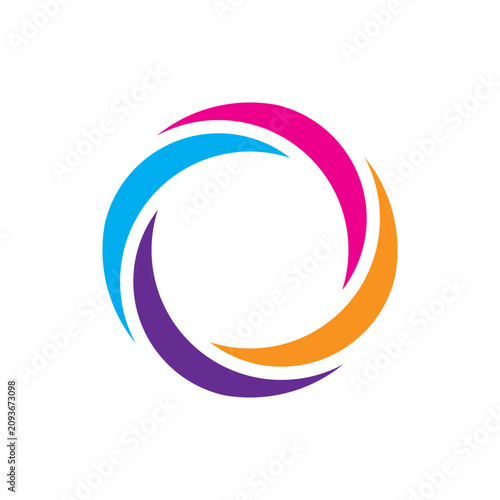 Colorful Abstract Circular Swirl Frame Logo Vector Design