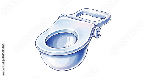 High Quality Illustration of a Portable White Travel Toilet Seat Attachment for Toddlers and Children Designed for Hygiene and Convenience